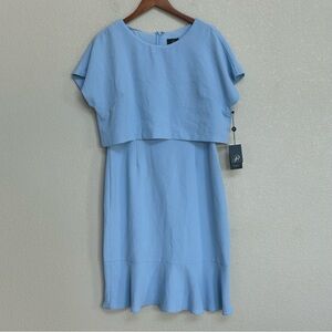 NWT Adrianna Papell Women’s Cameron Popover Dress Blue Mist Size 14 Party Dressy